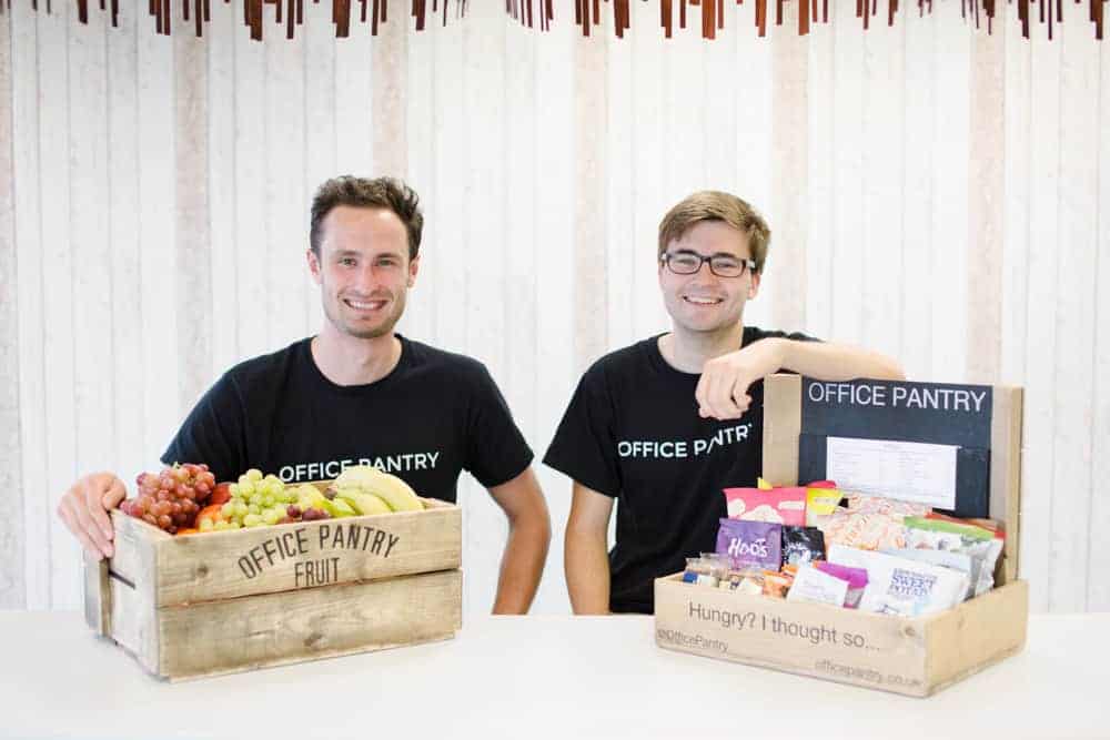 Giles Mitchell (right in glasses) and Charles Aronold co founders of 'Office Pantry' photographed at their office in central Bristol. 18th August 2015 Pic Gareth Iwan Jones